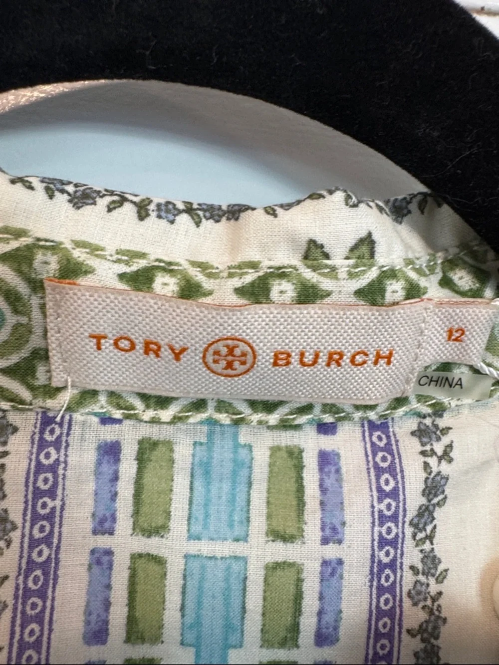 NWT Tory Burch Multicolor Engineered Botanical Blouse Sz 12 - Picture 4 of 9